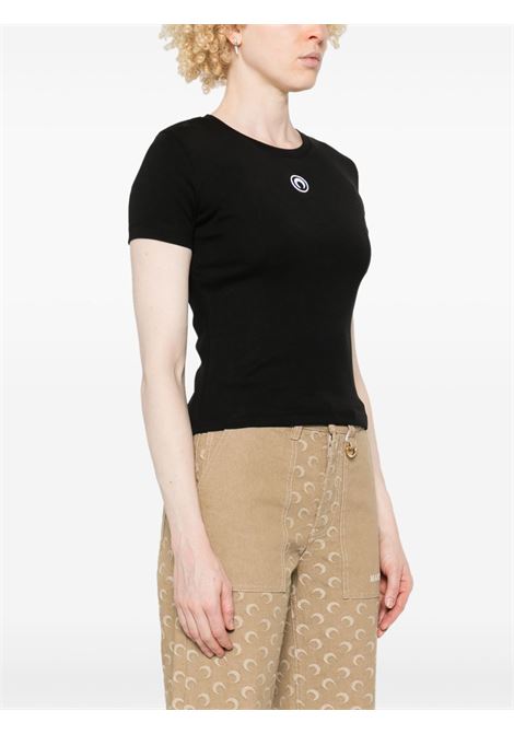 t-shirt moon logo jersey baby fit donna nera MARINE SERRE | WTT012ACJER0008BK99